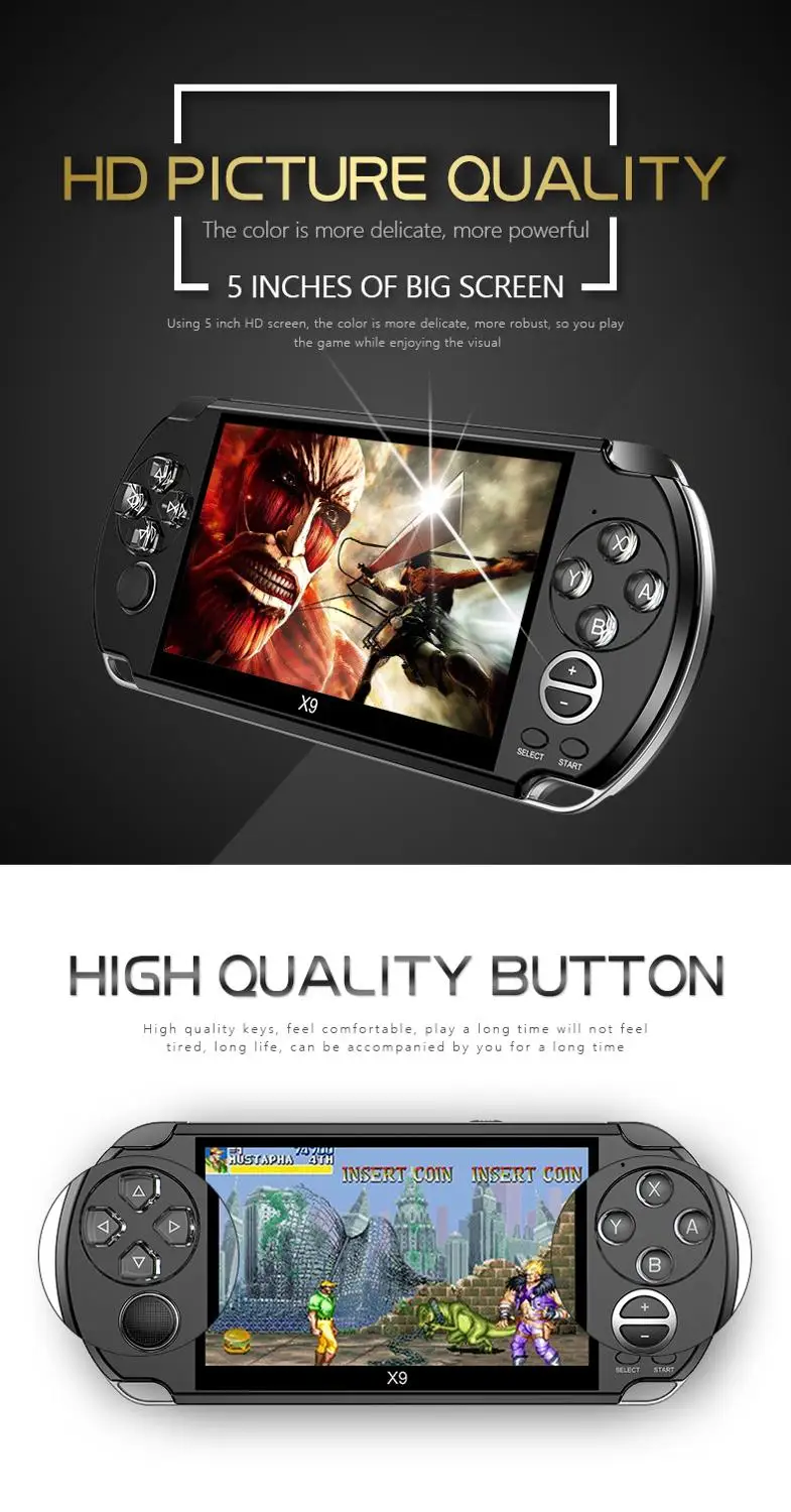 Консоль игровая портативная X9 PSVita Для PSP Viat 5 0 дюймов|Портативные игровые консоли|