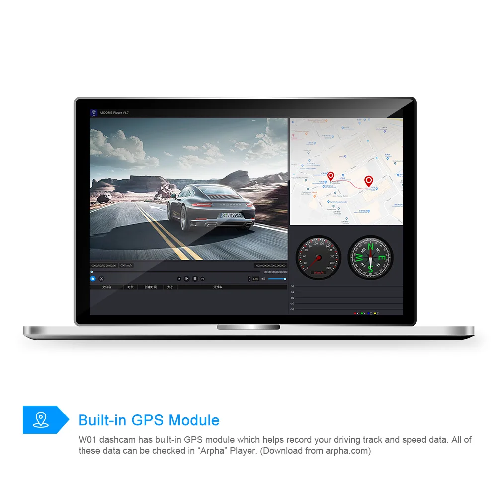 Автомобильный видеорегистратор без экрана Arpha W01 встроенный GPS Wi-Fi 1600P HD ночное