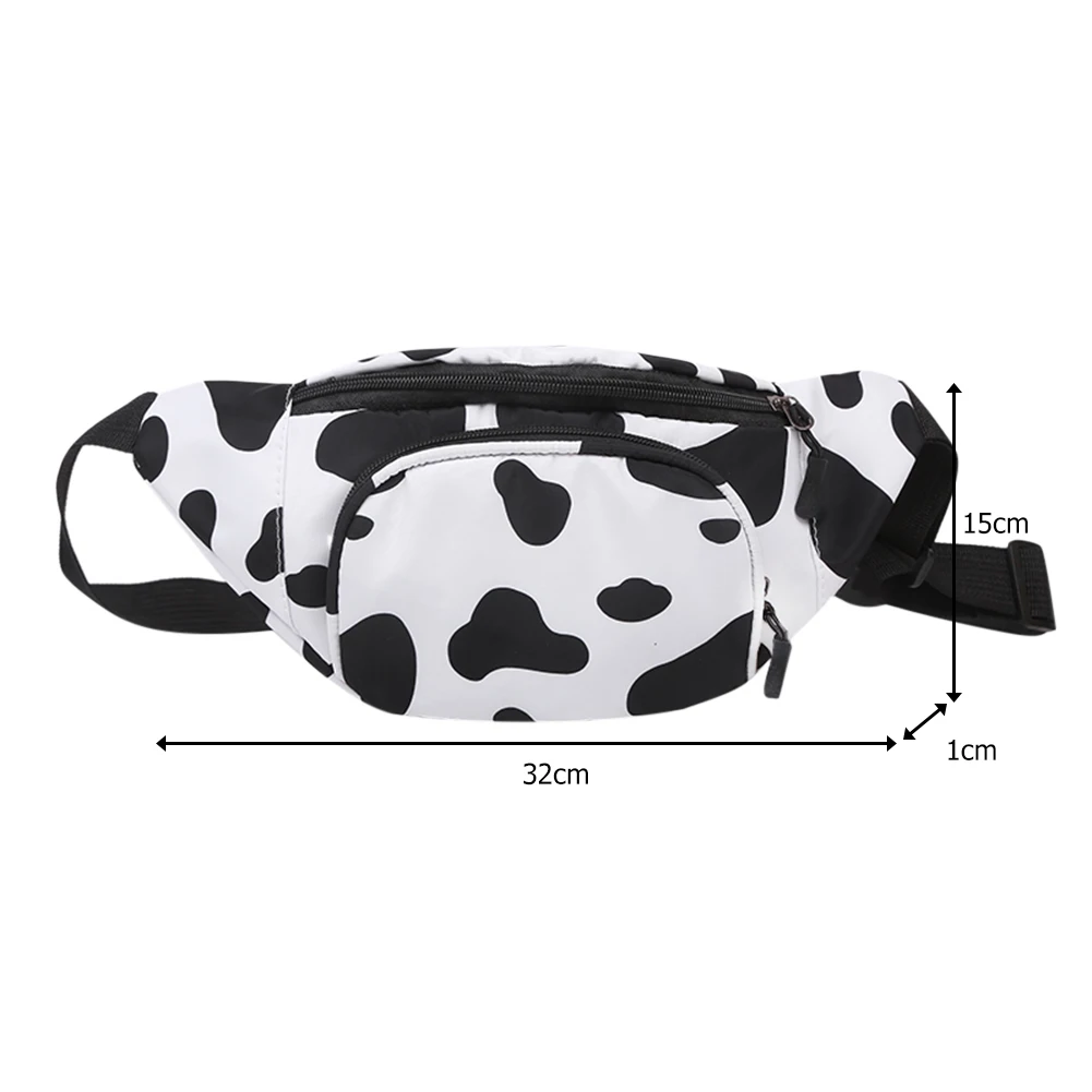 Cow Milk Fanny Waist Bag Women Canvas Zipper Classic Texture Creative Design Chic Leisure Simple Chest Shoulder Pack Purse |