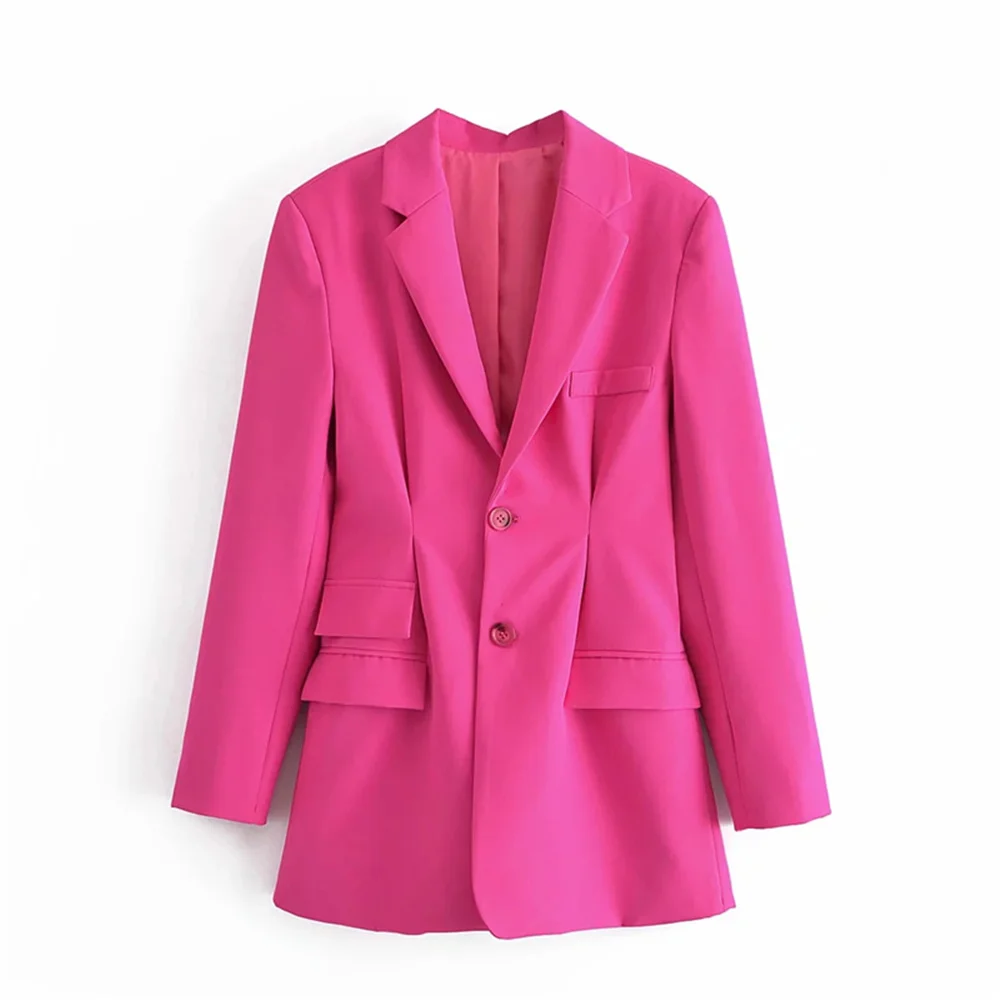 

Solid Elegant Outwear Coat Office Lady 2021 Pockets Fashion Blazers Female Single Breasted Vintage Jacket Lady
