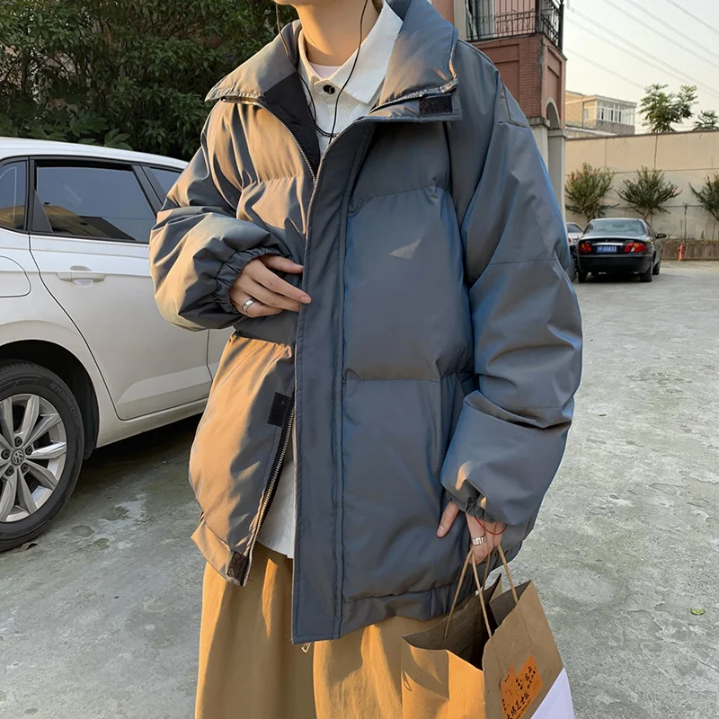 Winter Jacket Men Warm Fashion Casual Oversized Thick Jacket Men Korean Loose Short Coat Mens Black Blue Purple Parker Jackets