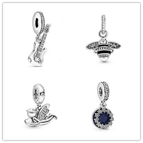 

925 Sterling Silver Charm Vintage Inspirational Stars Dangle Charm Beads Fit pan Bracelet & Necklace Jewelry