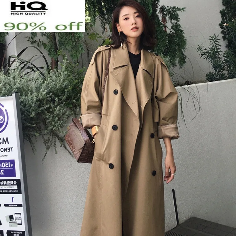 Autumn Coat Female Khaki Long Trench Coats Fashion New Spring Woman Clothes Korean Style Women Outerwear Manteau Femme WPY4207