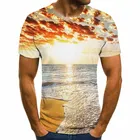 Футболка мужская с круглым вырезом, модная повседневная рубашка, Гавайский пляж, модель 3D футболка с графикой, в стиле Харадзюку, лето