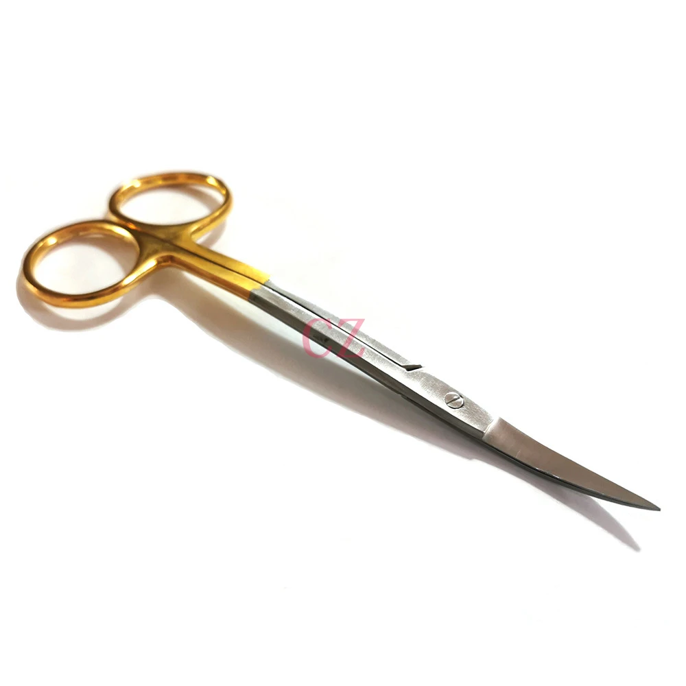 

11cm Gold handle stainless steel bending scissors suture removal scissors cosmetic eye scissors
