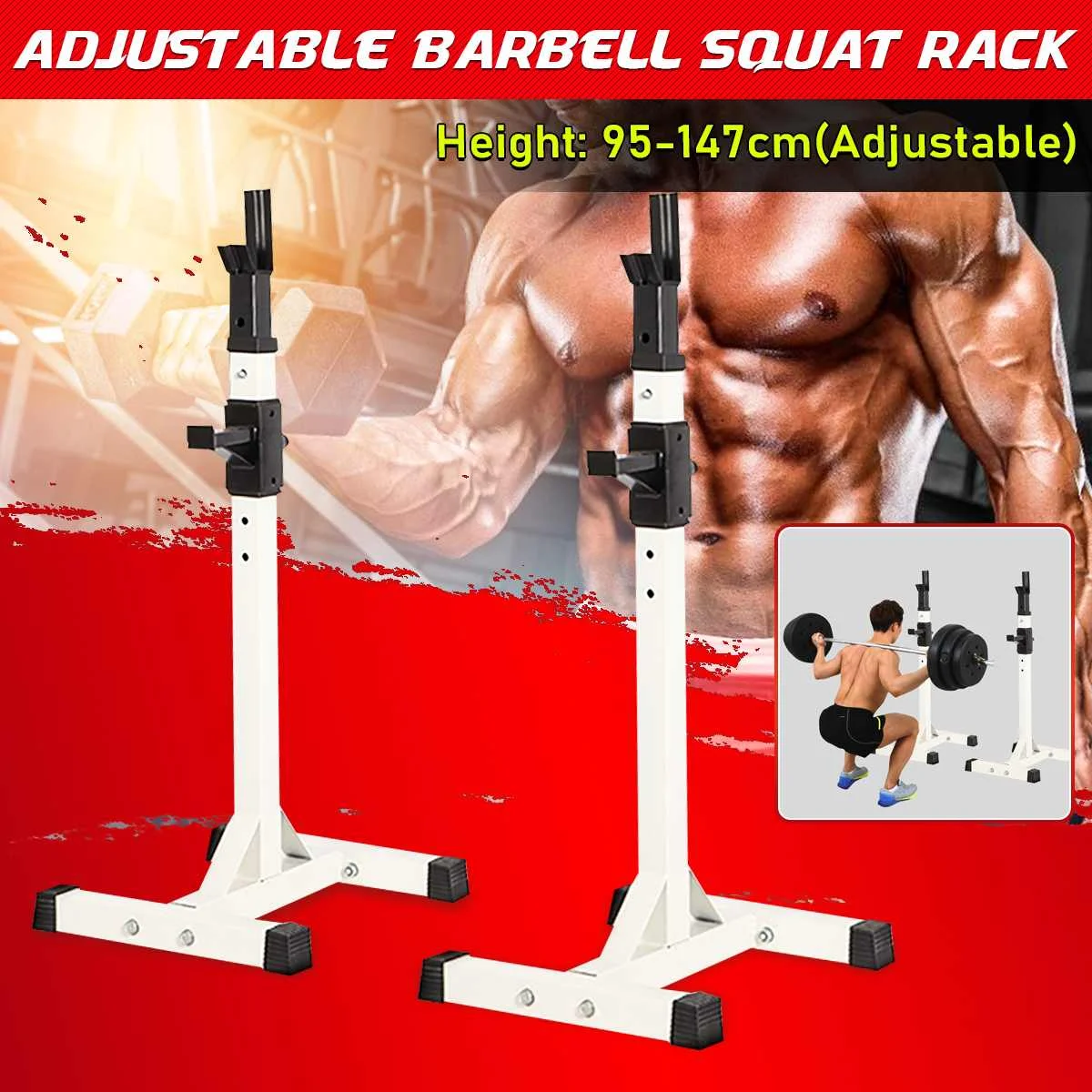 

Multifunctional Shelf Support For Bars And Weights Adjustable Squat rack For Muscle Squats Bearing 180KG