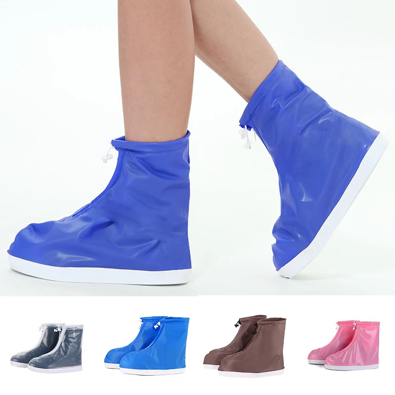 

Men Women's Rain Shoes Cover Waterproof Flat Ankle Boots Cover Heels Boots Shoes Covers Thicker Non-slip Rain Boots