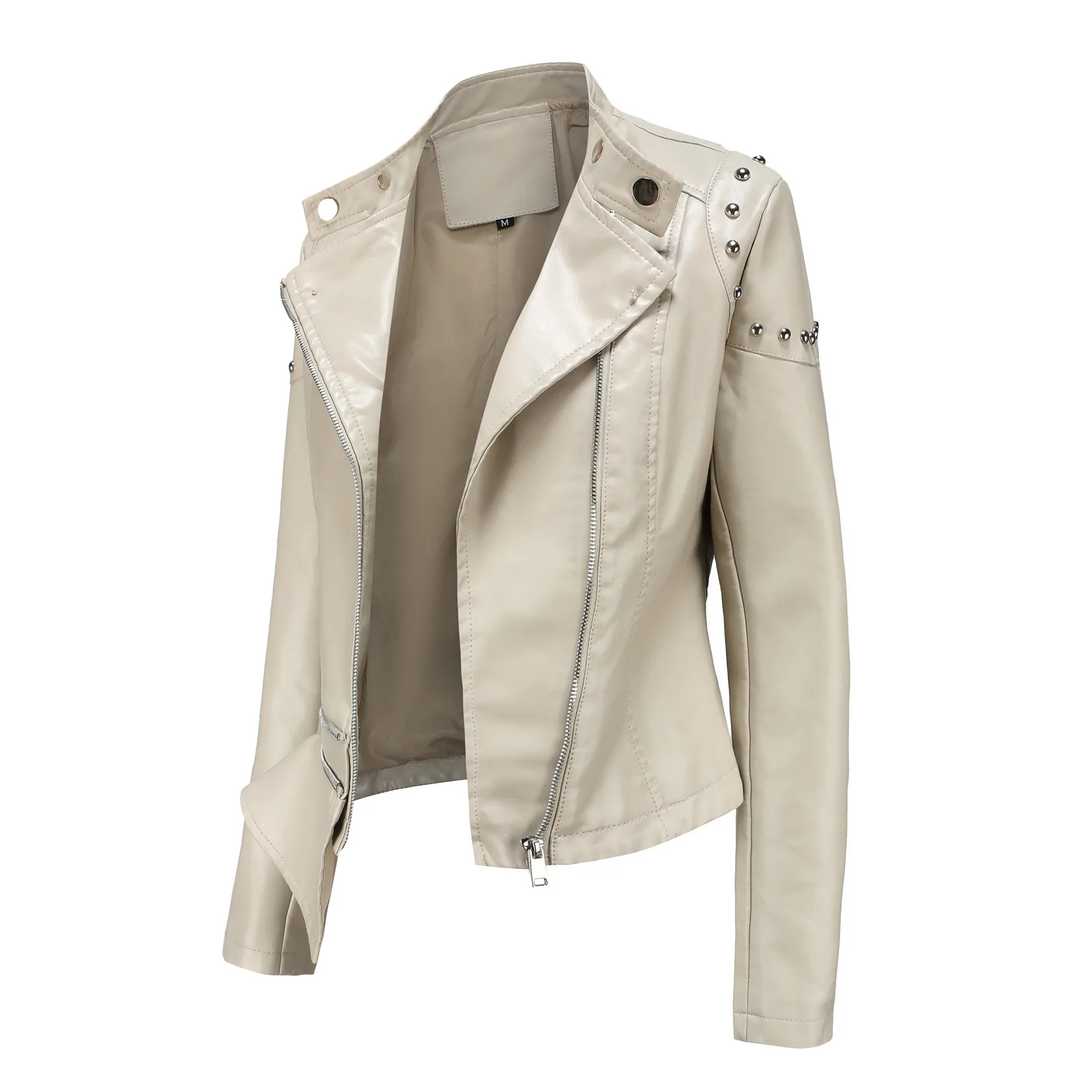 

Женская осенне-зимняя куртка на молнии, кожаная короткая верхняя одежда, Байкерская Базовая мотоциклетная кожаная куртка, пальто, женские к...