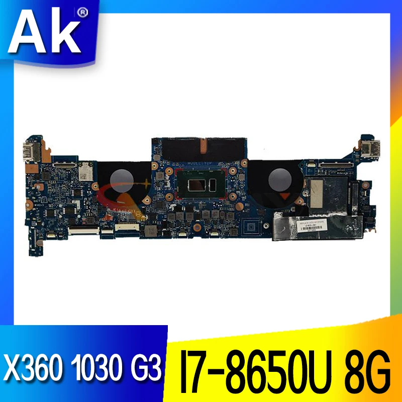 

Akemy L31866-601 For HP ElitebooK X360 1030 G3 laptop mainboard DA0Y0PMBAF0 motherboard with I7-8650U 8GB RAM test 100% OK