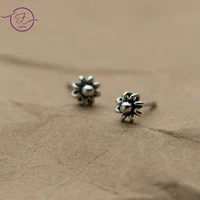 sterling silver 925 stud earrings retro flower national trend small art earrings thai silver fashion ear jewelry for women