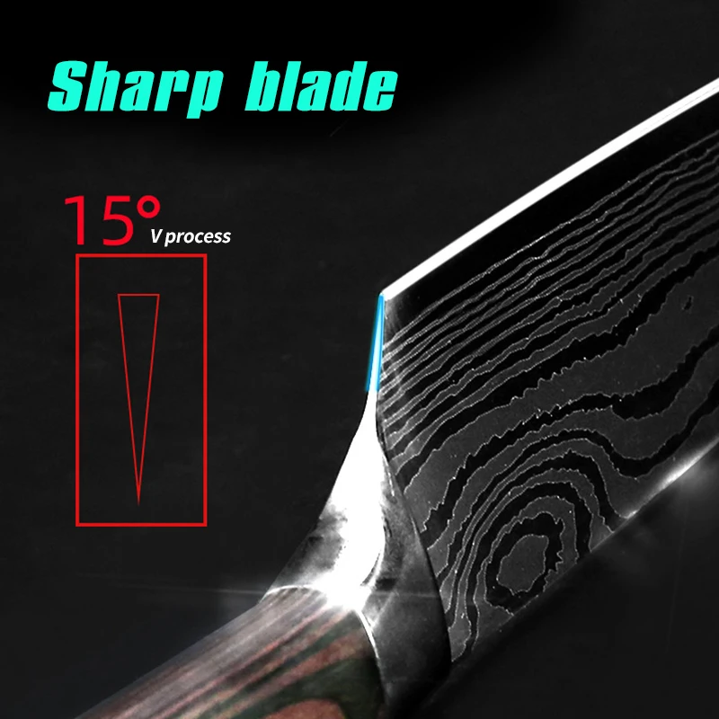 Набор кухонных ножей из нержавеющей стали 440C японский шеф повар сантоку с