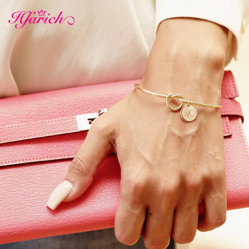 Hfarich A Z Knot оригинальные браслеты для женщин персонализированные с буквами