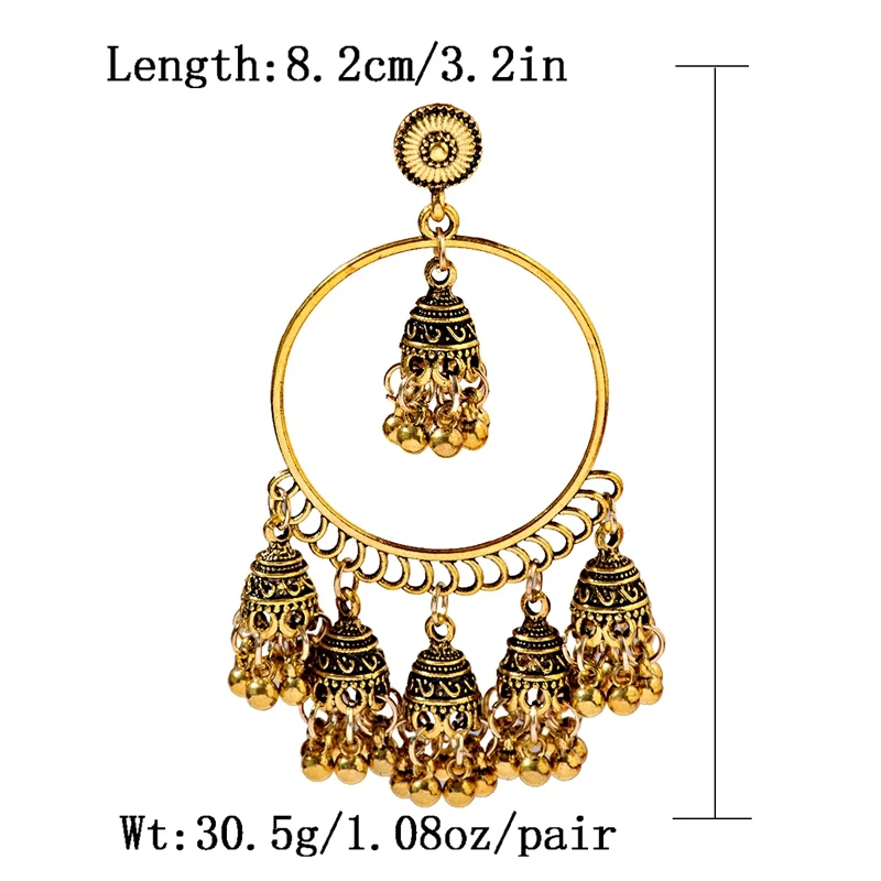 TopHanqi индийской jhumka серьги для женщин ювелирные изделия в богемном стиле