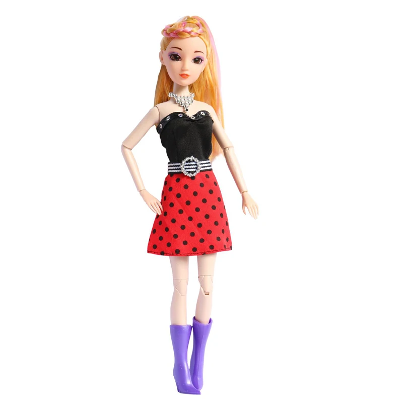 Red Polka Off Shoulder Short Skirts Mini Dress for Barbie Doll Outfits Clothes Evening Party Gown Dollhouse DIY | Игрушки и хобби