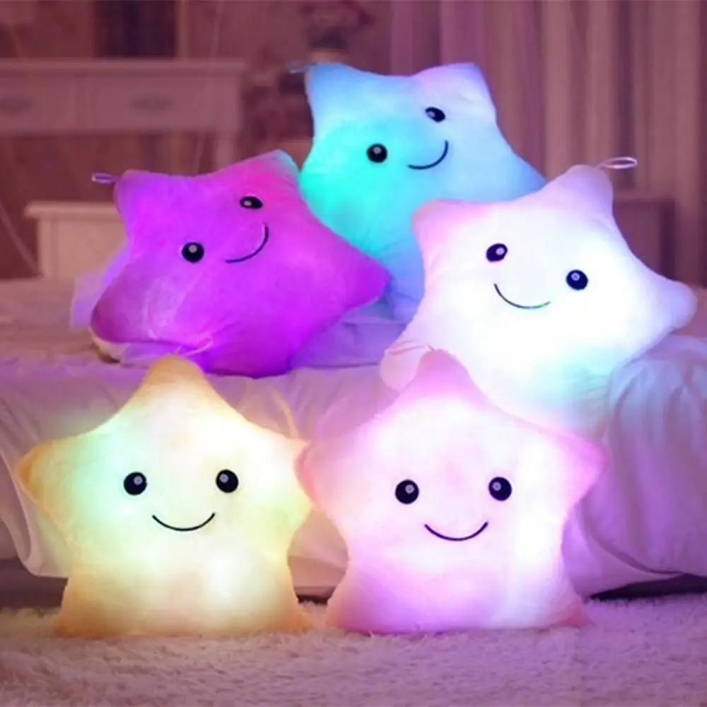 

Smile Star LED Glowing Night Light Stuffed Soft Plush Cushion Pillow Home Sofa Decoration Bedroom Night Lights For Child Gifts