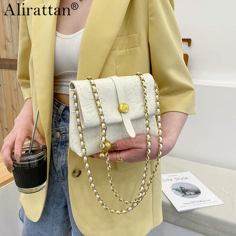 

New Women's Chain Bag High Quality PU Leather Design Fashion Casual Ladies Shoulder Bag Messenger All-Match Small Square Bag