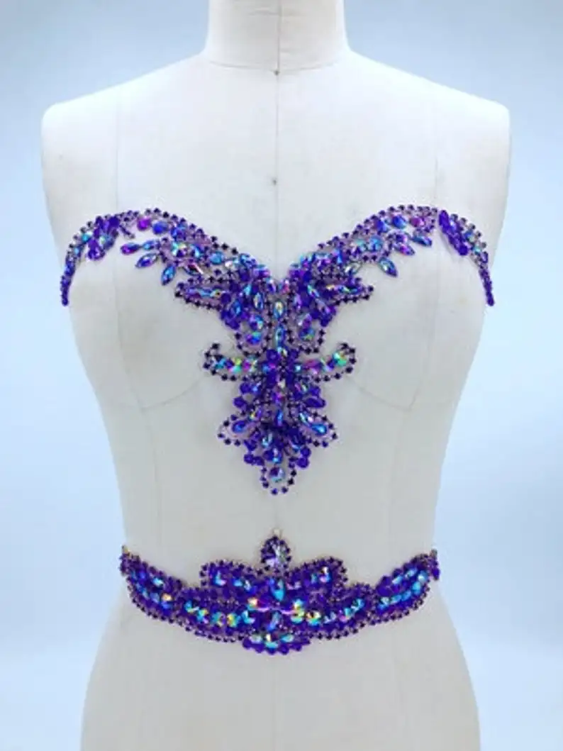 11 цветов тяжелые бусины Стразы воротник аппликация ремень свадебного платья 1