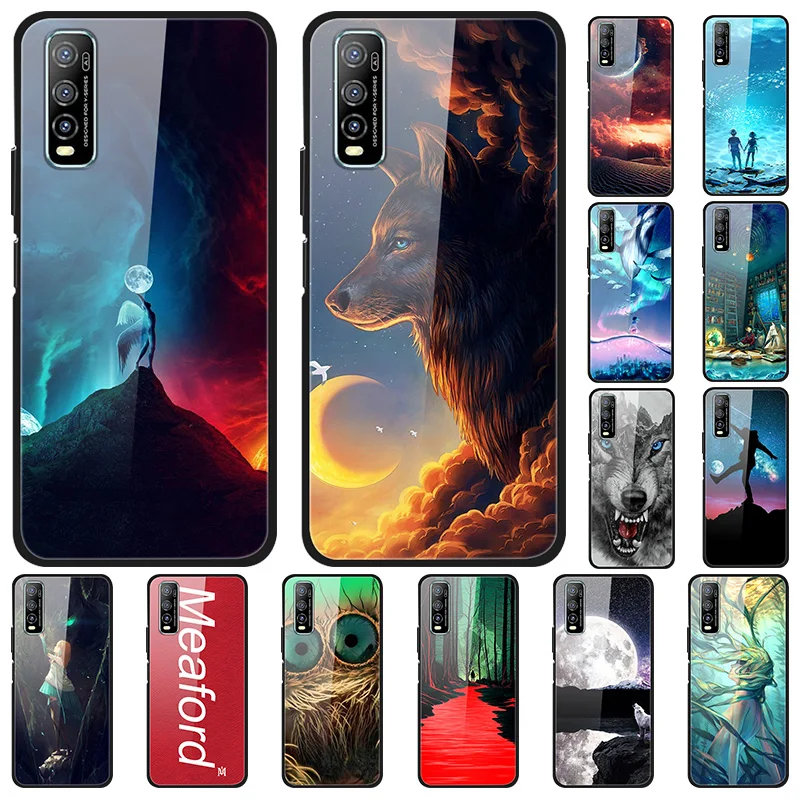 

Case For VIVO Y70S Back Phone Cover Black Silicone Bumper With Tempered Glass Series 3