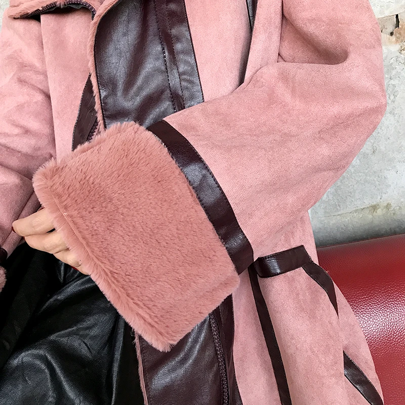 LANMREM новинка 2019 зимнее женское кашемировое пальто с оленем плюшевое отворотами
