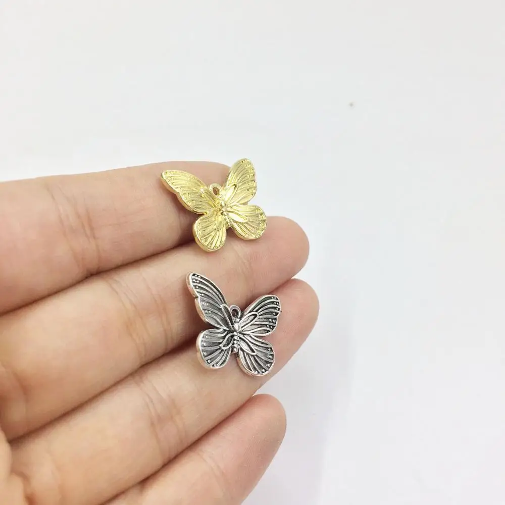 

Eruifa 10pcs 22*18mm Nice Butterfly Zinc Alloy necklace,earring bracelet jewelry DIY handmade old and Rhodium silver