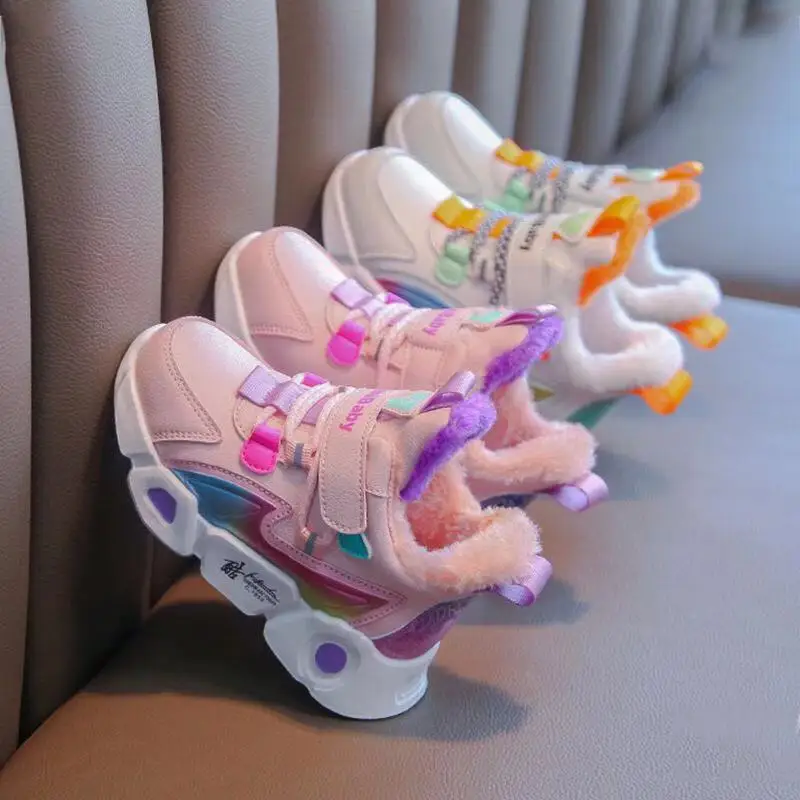 Детская спортивная обувь для девочек кроссовки мальчиков и студентов теплая