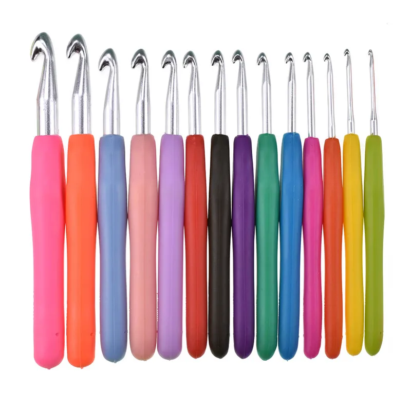 

14pcs Crochet Hooks Set Big Size Soft Handle Crochet Needles Yarn Weave Knitting Needles Set