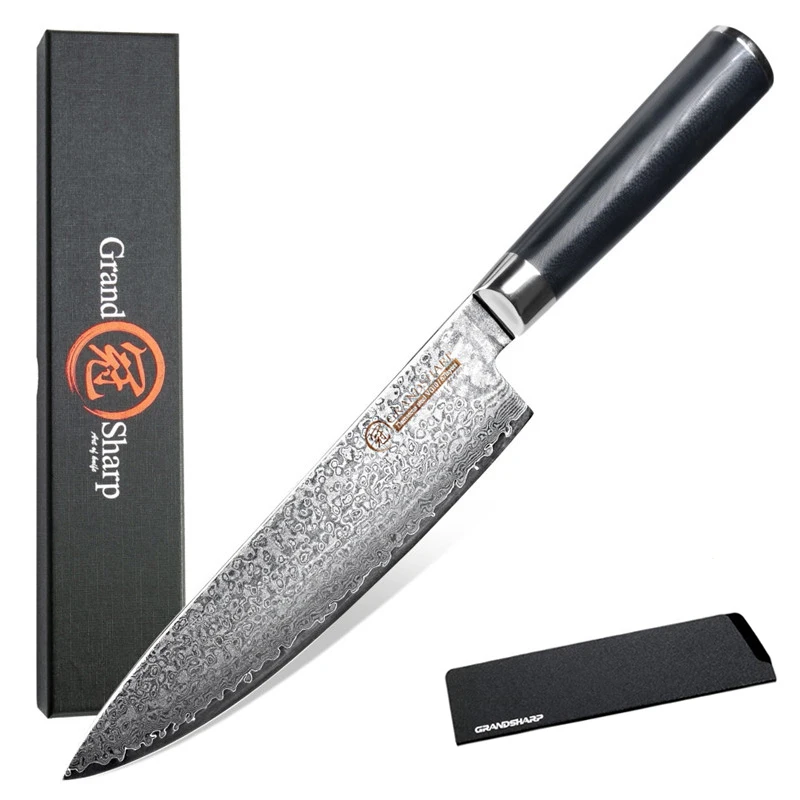 GRANDSHARP Damascus Knife 8 Inch Chef Japanese Kitchen VG10 67 Layer Stainless Steel Knives G10 Handle | Дом и сад