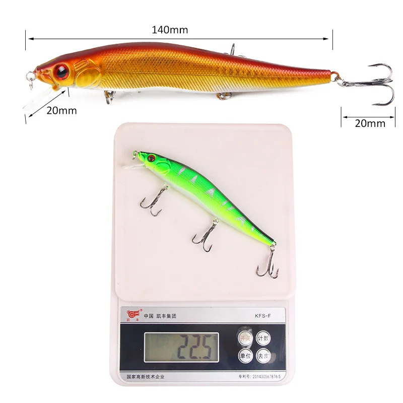 1 PCS/Lot 14 cm/ 23 g Minnow Fishing Lures Wobbler Hard Baits Crankbaits ABS Artificial Lure For Bass Pike Fishing Tackle
