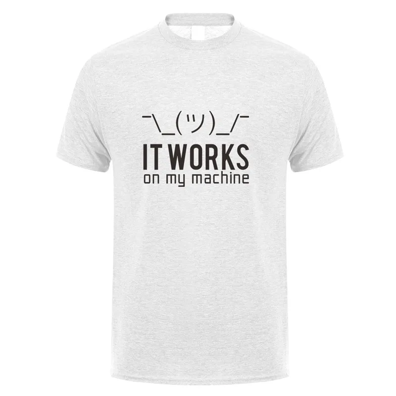 Летние мужские футболки, Забавные футболки с надписью «Geek It works on my machine», мужские хлопковые футболки с коротким рукавом и компьютерным программатором, OZ-148 - Цвет: ash grey