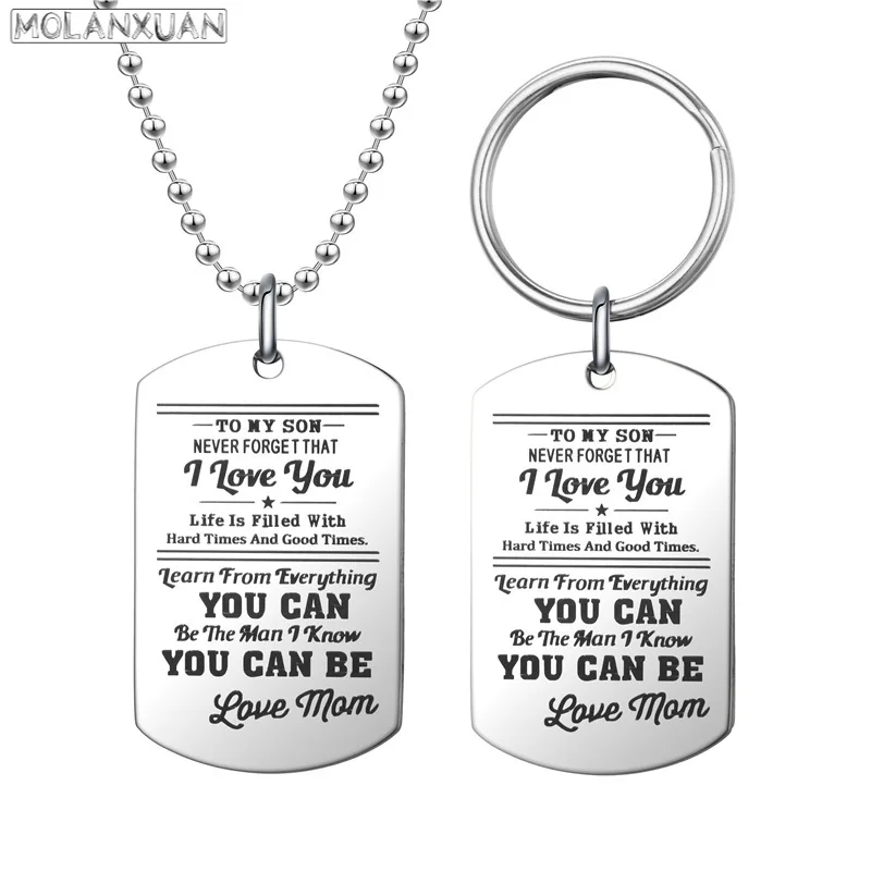 

Creative Necklace Woman Letter Necklaces Man TO MY SON I LOVE YOU Pendant Ladies High Quality Jewellery Titanium Steel Collier
