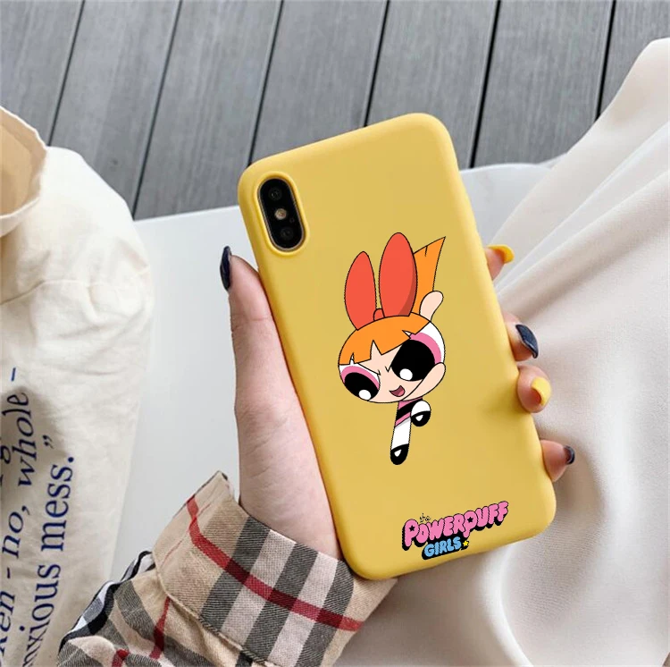 HHSR-24017 Милый Powerpuff телефон для девочек чехол для iPhone 7 X XS MAX XR 8 6 6s Plus 11Buttercup Bubbles карамельный цвет мягкая задняя крышка - Color: HHSR-24017