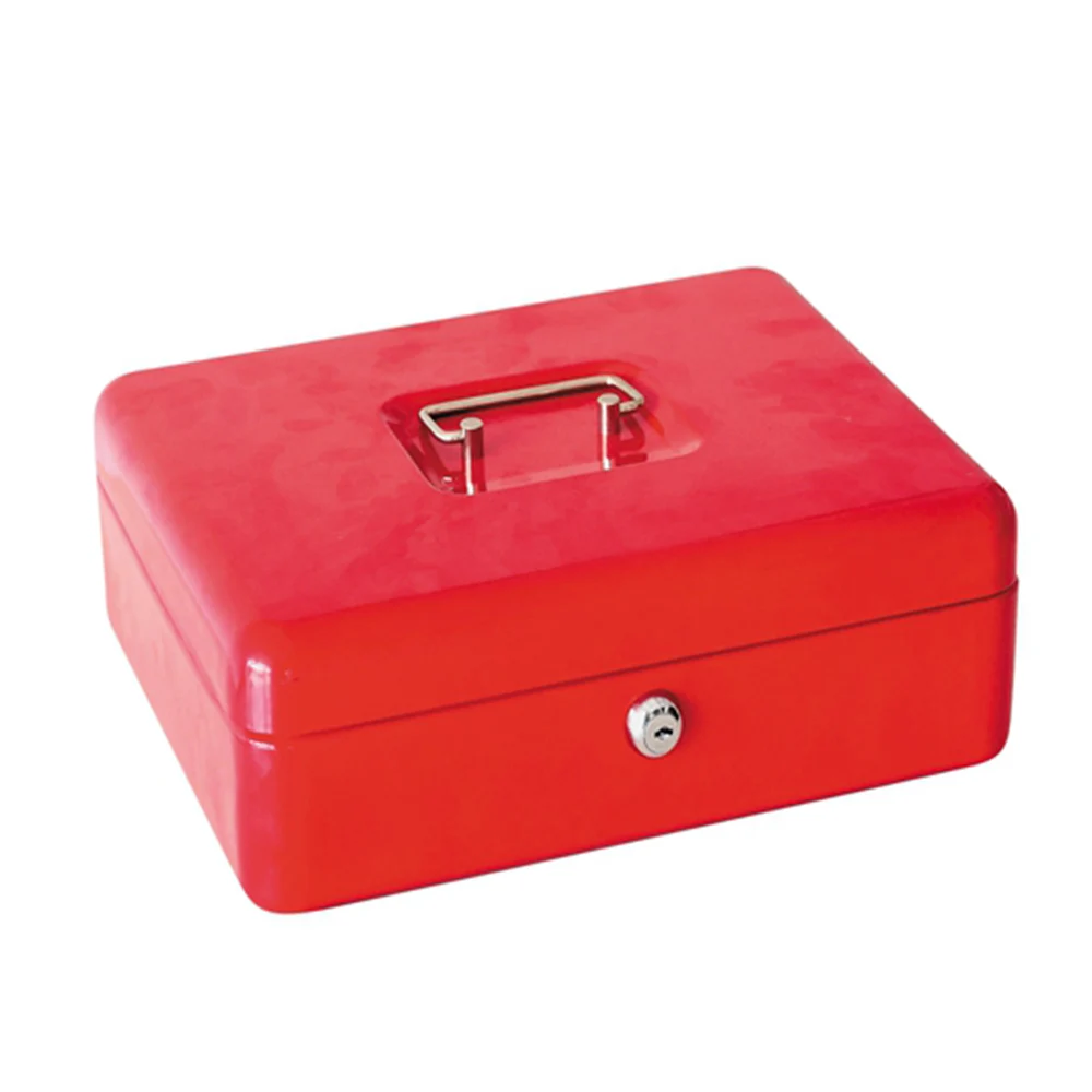 

Locking Medium Steel Cash Box with Money Tray, Lock Box, Safe Box Red