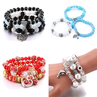 multicolor resin onyx beaded bangle fashion ladies men charm bangle 3pcs luxury jewelry alloy accessories bangle party gift