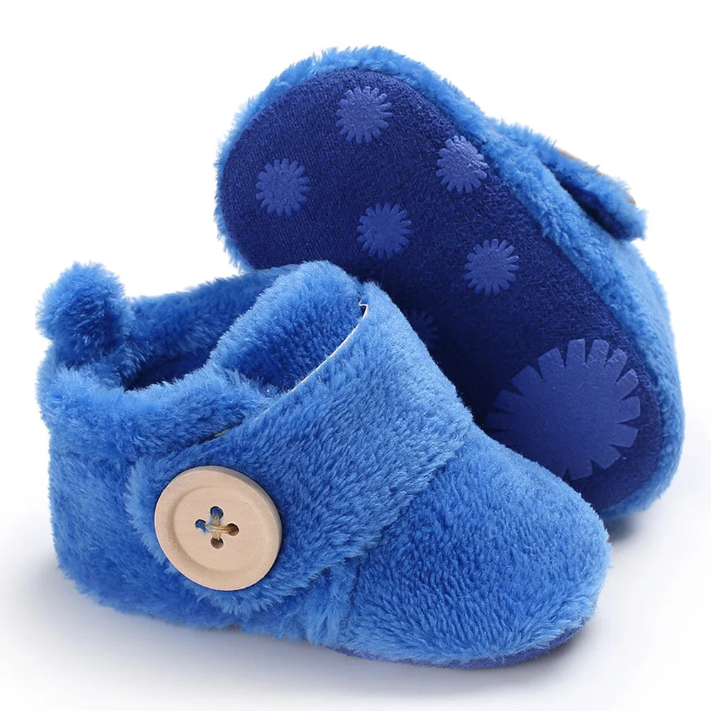 Ботинки для новорожденных мальчиков и девочек теплые флоковые полусапожки х/б