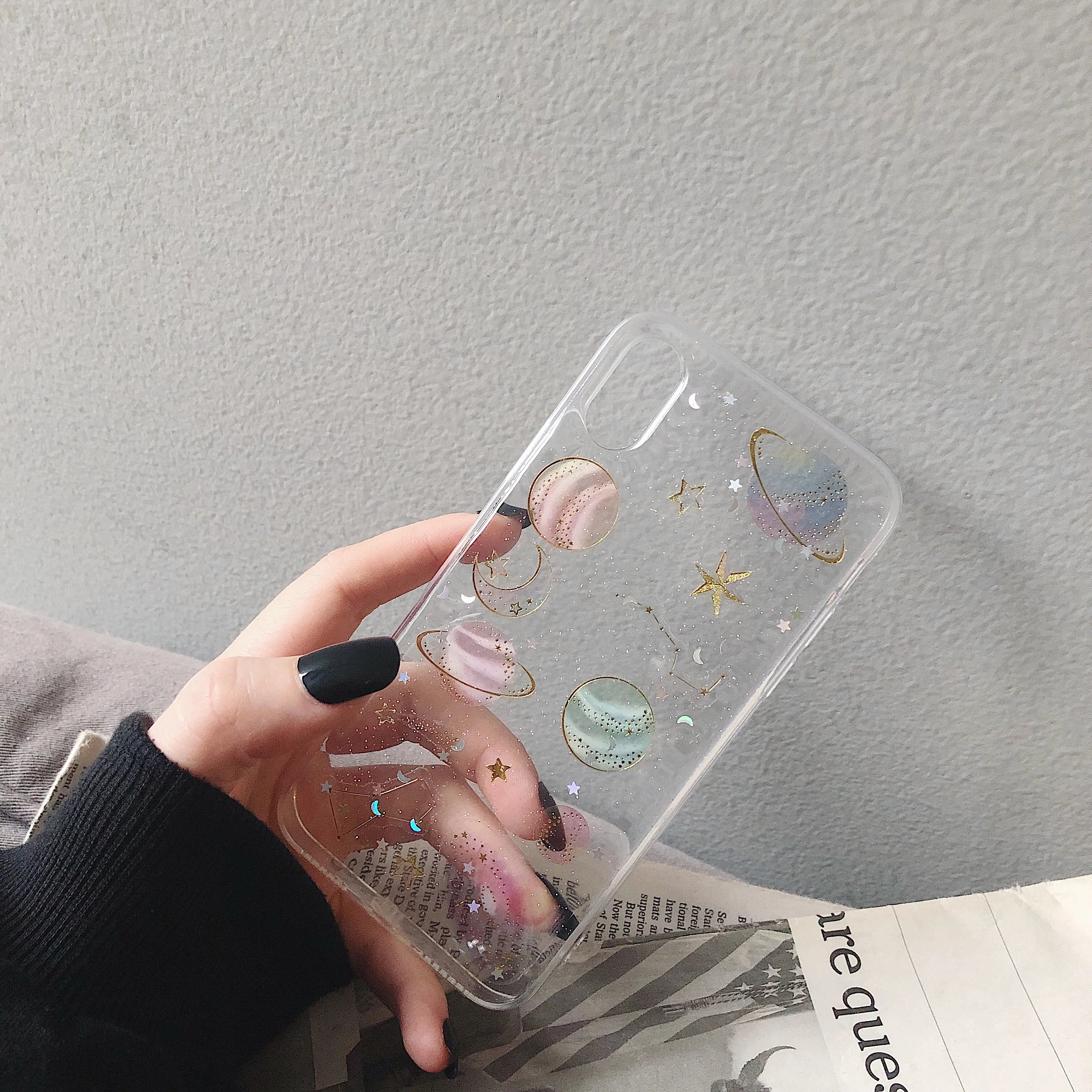 

Cute Starry Sky Clear Shockproof Phone Case For iPhone 11 12 Pro Max 12 Mini Xs Max XR XS X 7 8 Plus Soft Clear TPU Back Cove