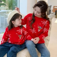 mother daughter matching sweater christmas new year 2022 parent child clothes winter autumn mommy and me knit tops kids knitwear