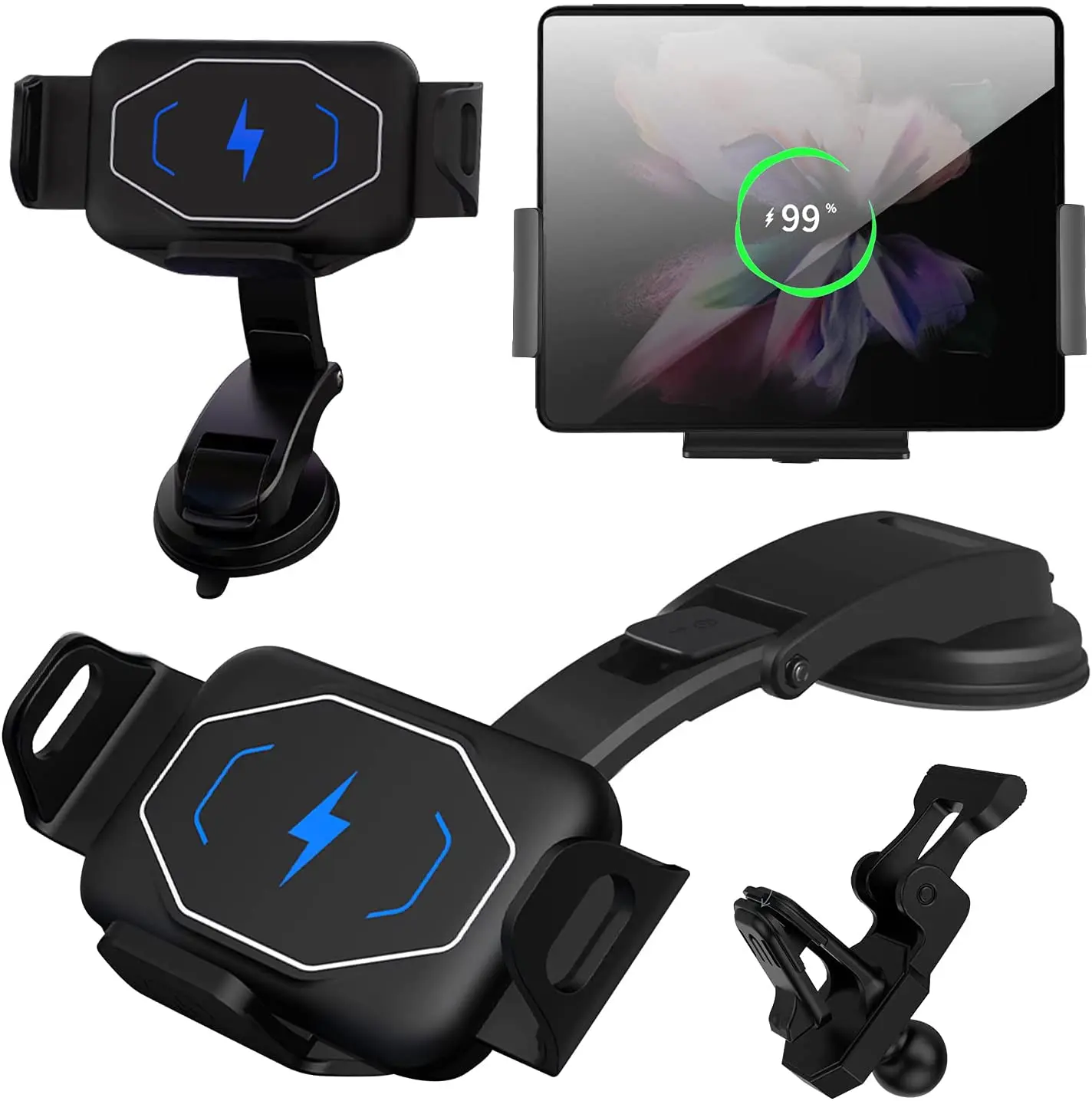 

S15 car wireless charging large screen folding stand tablet compatible with Galaxy z Fold 2 Xiaomi Mix Fold OnePlus 9 Pro