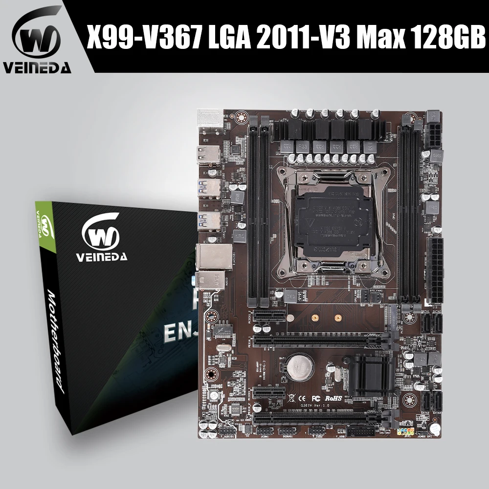 Материнская плата VEINEDA x99 lga 2011 v3 с двумя слотами M.2 NVME поддержка четырех каналов DDR4