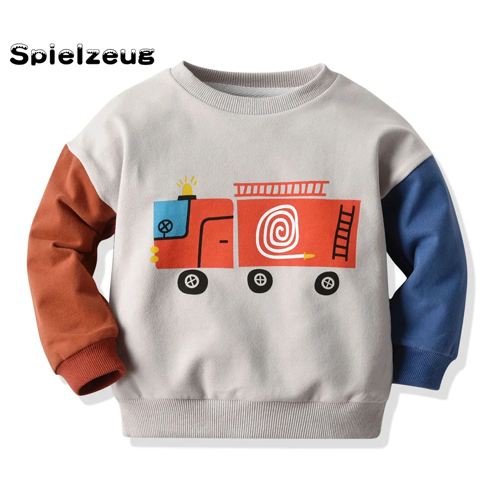 Осенний пуловер для маленьких мальчиков толстовка с длинными рукавами и принтом