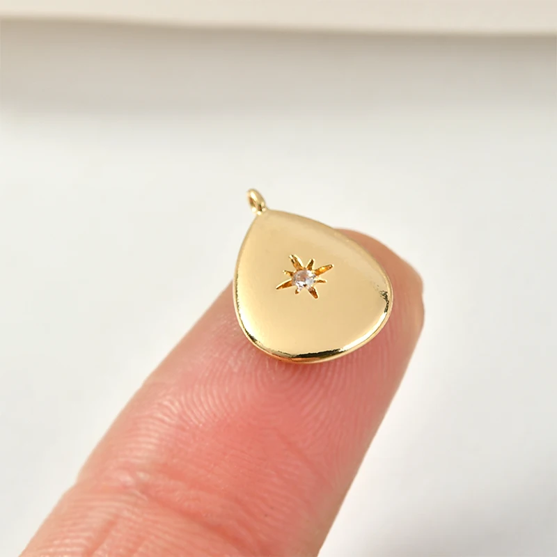 Медное покрытие 18 K Настоящее золото Звезда Луна циркон подвеска в форме капли DIY