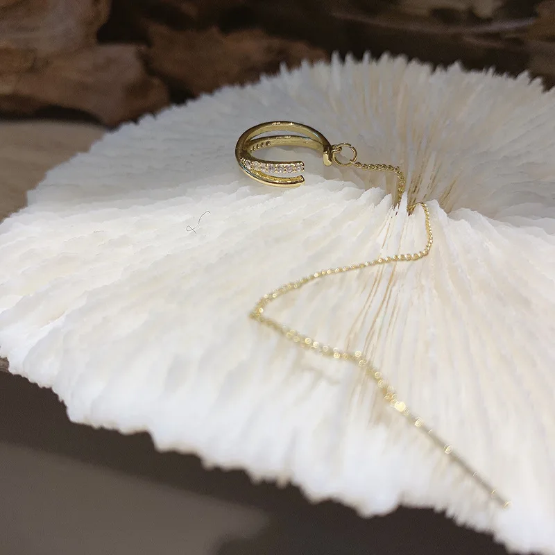 Женские длинные серьги-клипсы золотого цвета с кристаллами крест-кафф 2021 модная