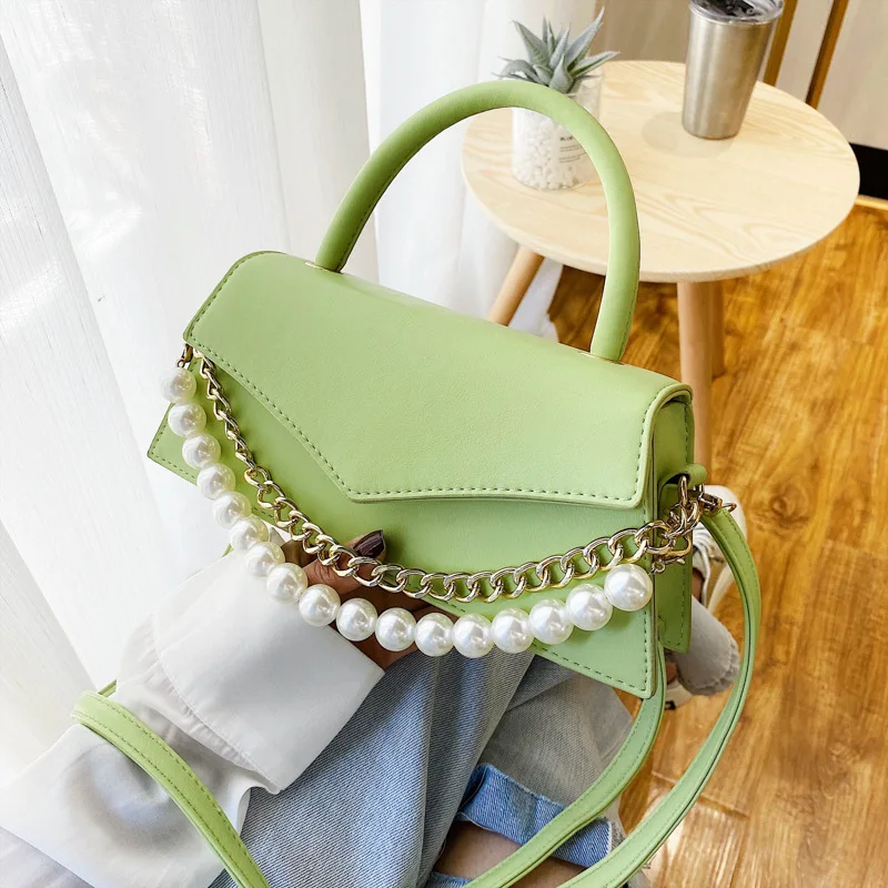 

Новинка 2020, женская маленькая сумка с жемчугом, популярная трапециевидная модная сумка через плечо в Корейском стиле знаменитостей, сумка и...