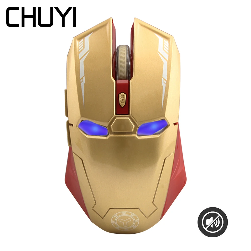 2 4G Беспроводной Мышь Железный человек дизайн эргономичная Бесшумная мышь 1600