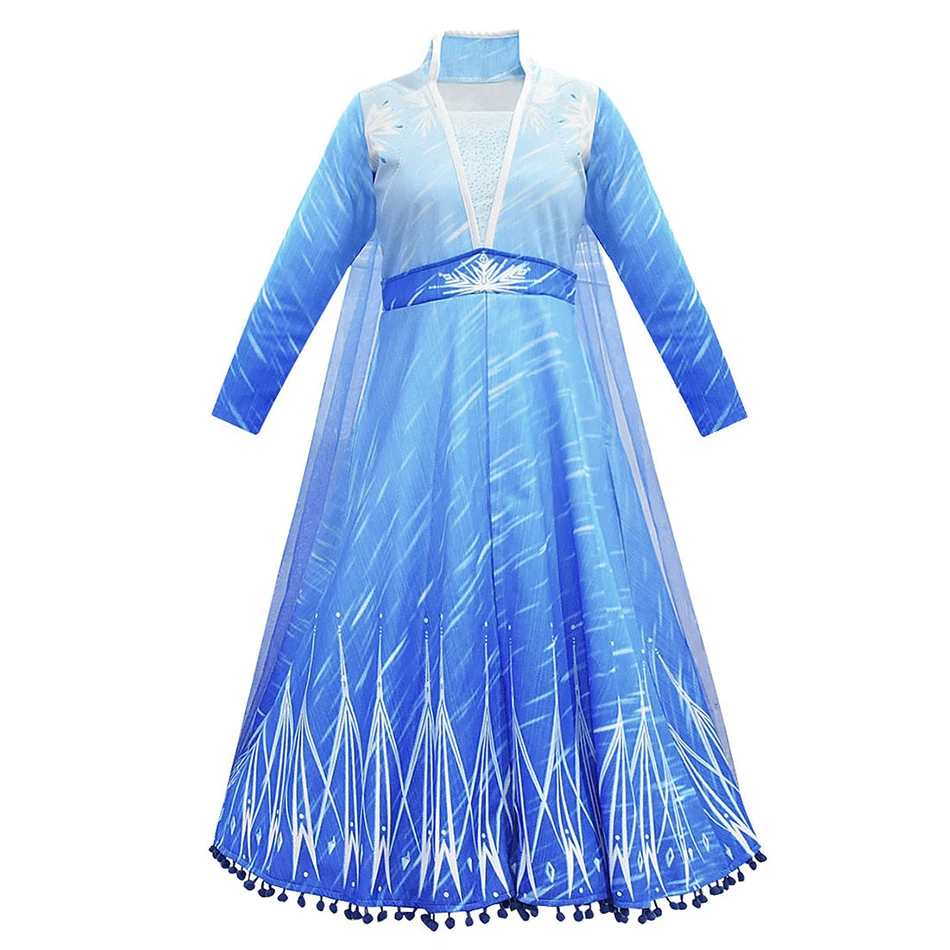 Новинка платье для девочек Эльза 2 костюм Снежной королевы детский зимний теплый