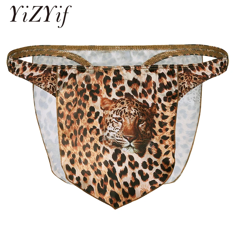 Мужские трусы джоки с леопардовым принтом танга стринги нижнее белье для мужчин