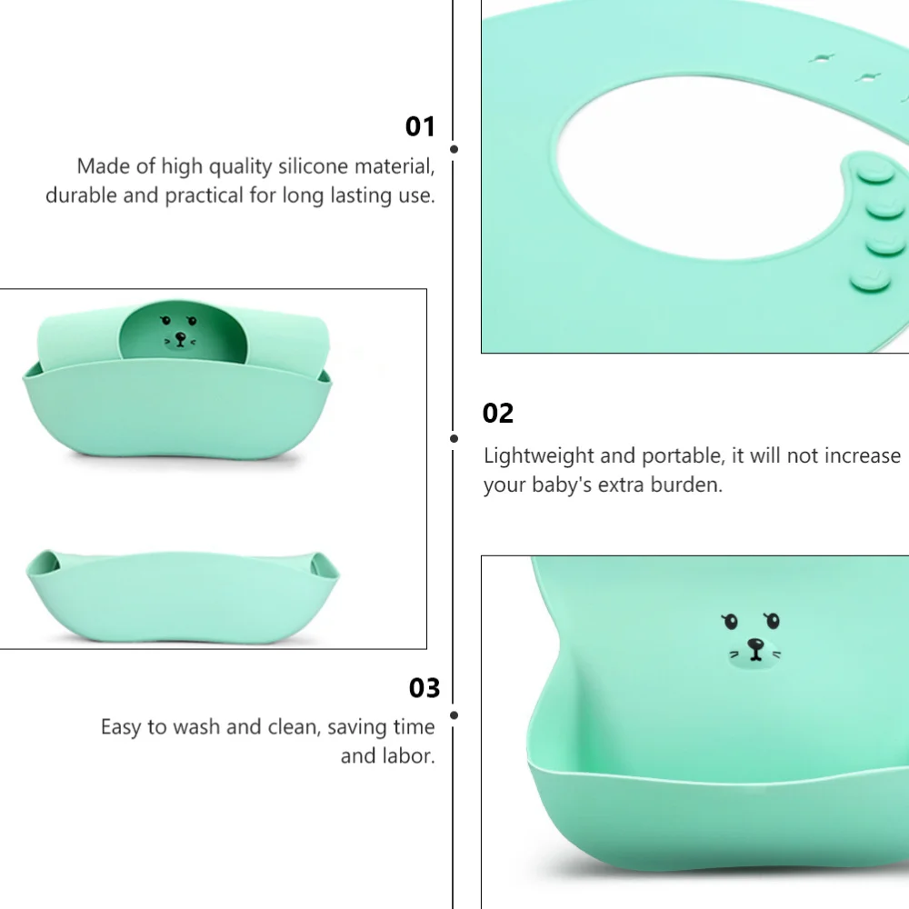 

1Pc Cartoon Adorable Infant Feeding Bib Waterproof Clothes Protector Green
