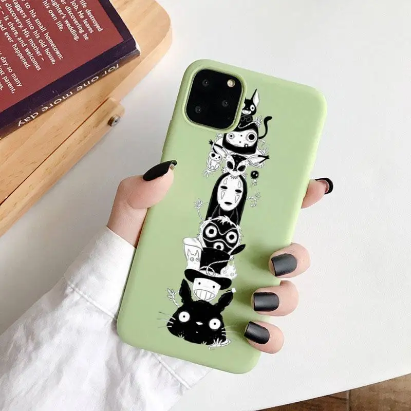 

Cute Totoro Spirited Away Ghibli Miyazaki Phone Case Candy Color for iPhone 6 7 8 11 12 s mini pro X XS XR MAX Plus