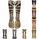 3D леопардового цвета из хлопка; Забавные женские носки с принтом с животными из мультфильмов KawaiiДетские повседневные счастливые модная высокие носки до лодыжки