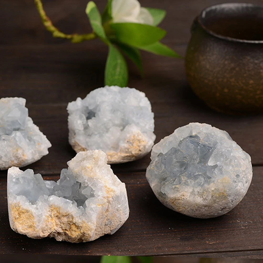 

Natural Crystal Stone Celestite Stone Blue Crystal Cluster Mineral Ornaments Mineral Specimen For Decoration