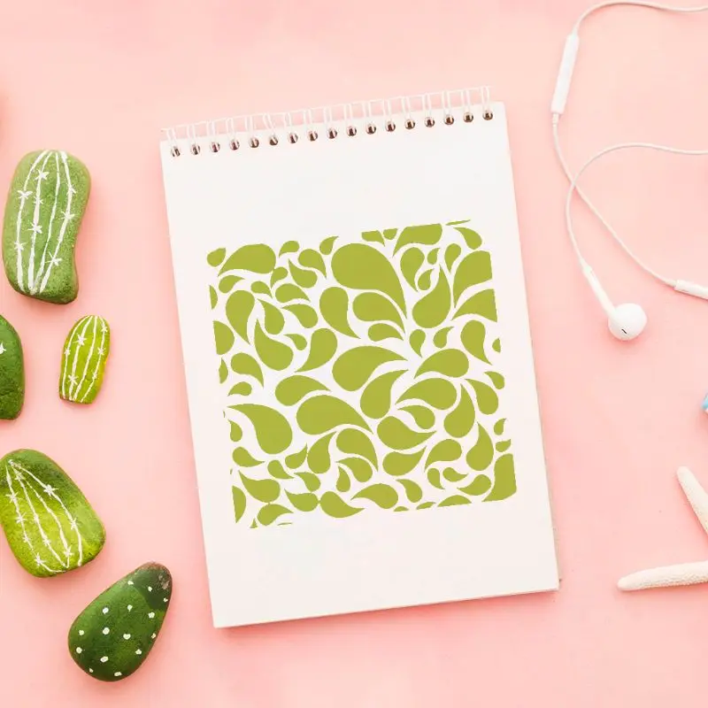 

T3EE 6pcs/set Mandala Drawing Template Wall Stencil Painting Embossing for Wood Floor Tiles Model Craft